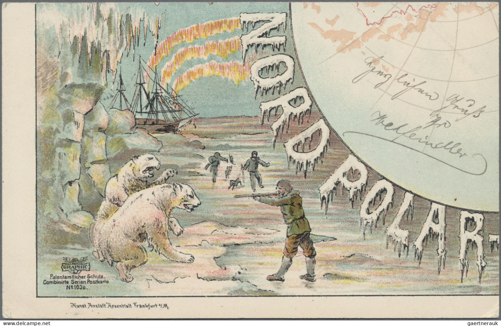 Thematics: Arctic: 1897, Fridjof Nansen, Nordpol - Expedition, 4er Ansichtskarte - Andere