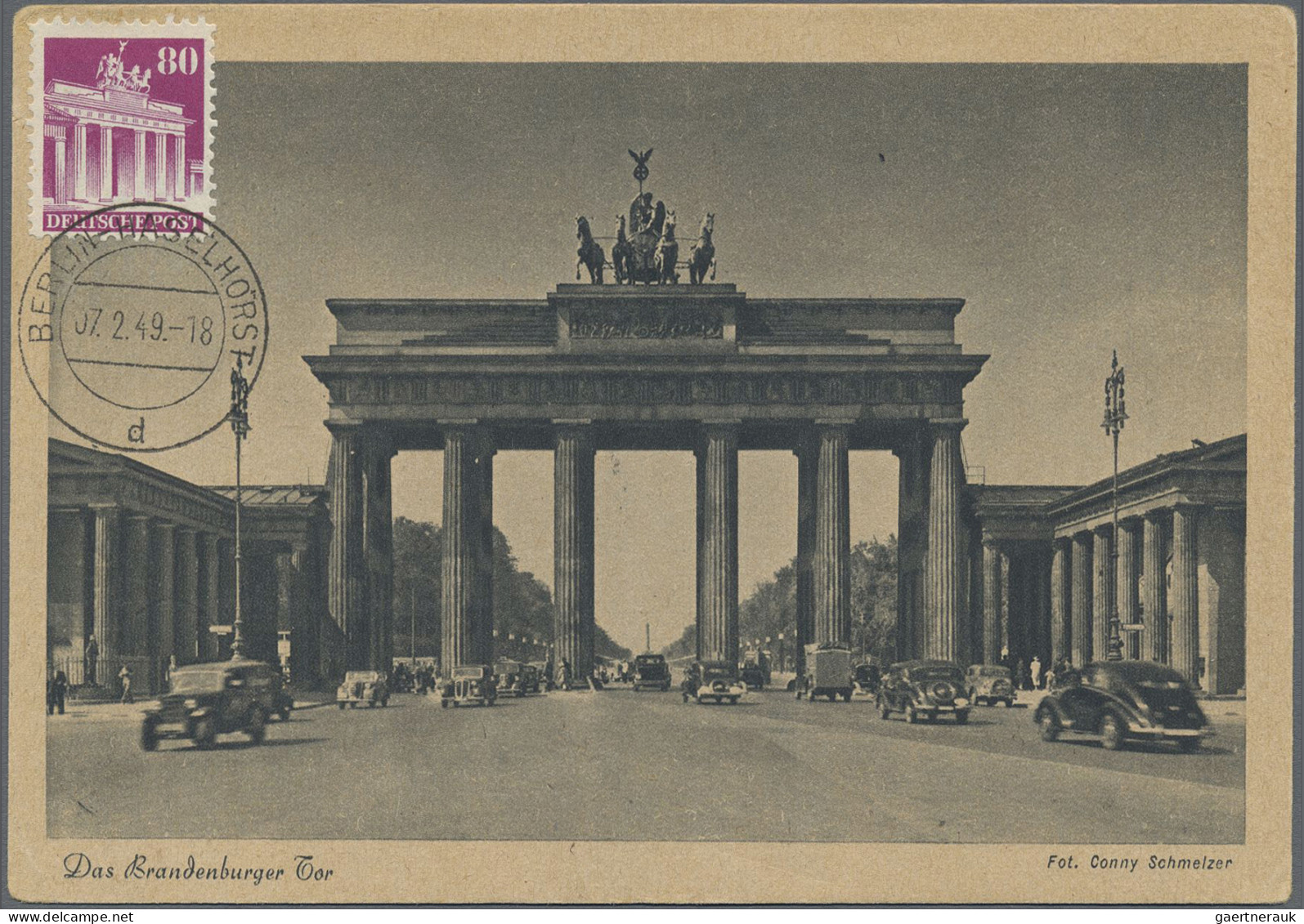 Thematics: Buildings-Brandenburg Gate: 1949/1951, Bizone Bauten 20 Pfg. Und 80 P - Monuments
