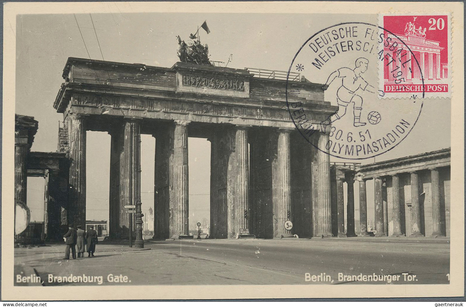 Thematics: Buildings-Brandenburg Gate: 1949/1951, Bizone Bauten 20 Pfg. Und 80 P - Monumentos