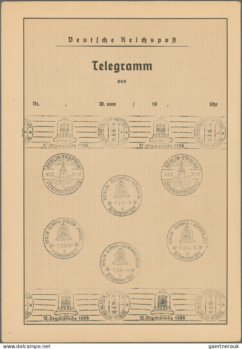 Thematics: Olympic Games: 1936, Schmuckblatt-Telegramm Der Deutschen Reichspost - Autres & Non Classés