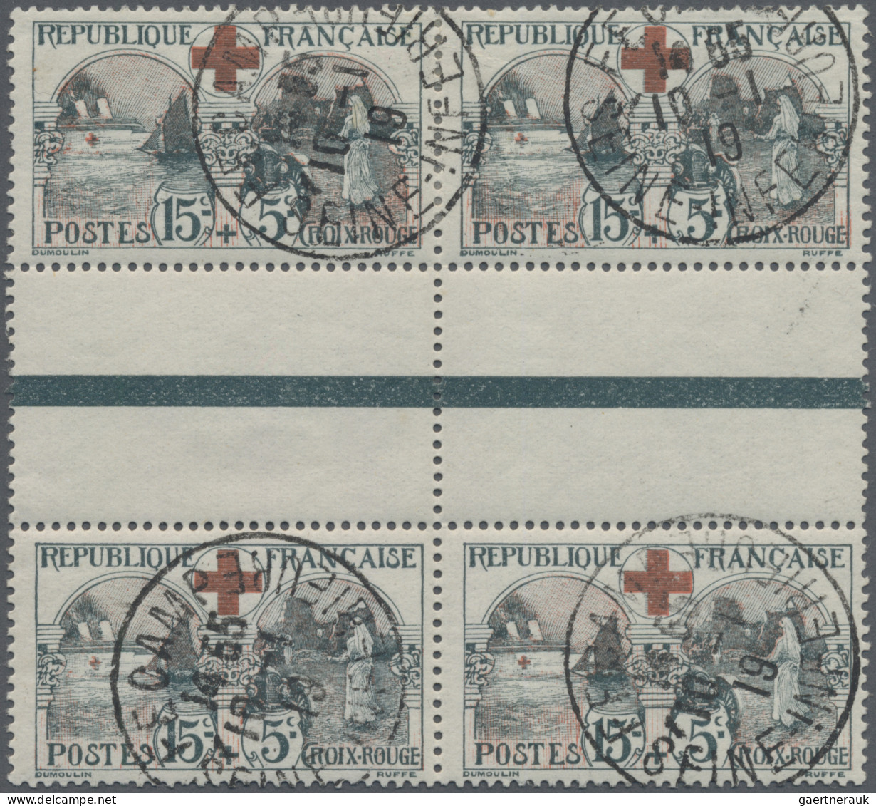 Thematics: Red Cross: 1918, France, Semipostal For The Red Cross, 15 C + 5 C Gre - Croix-Rouge