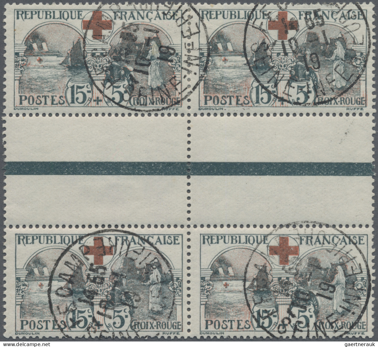 Thematics: Red Cross: 1918, France, Semipostal For The Red Cross, 15 C + 5 C Gre - Red Cross