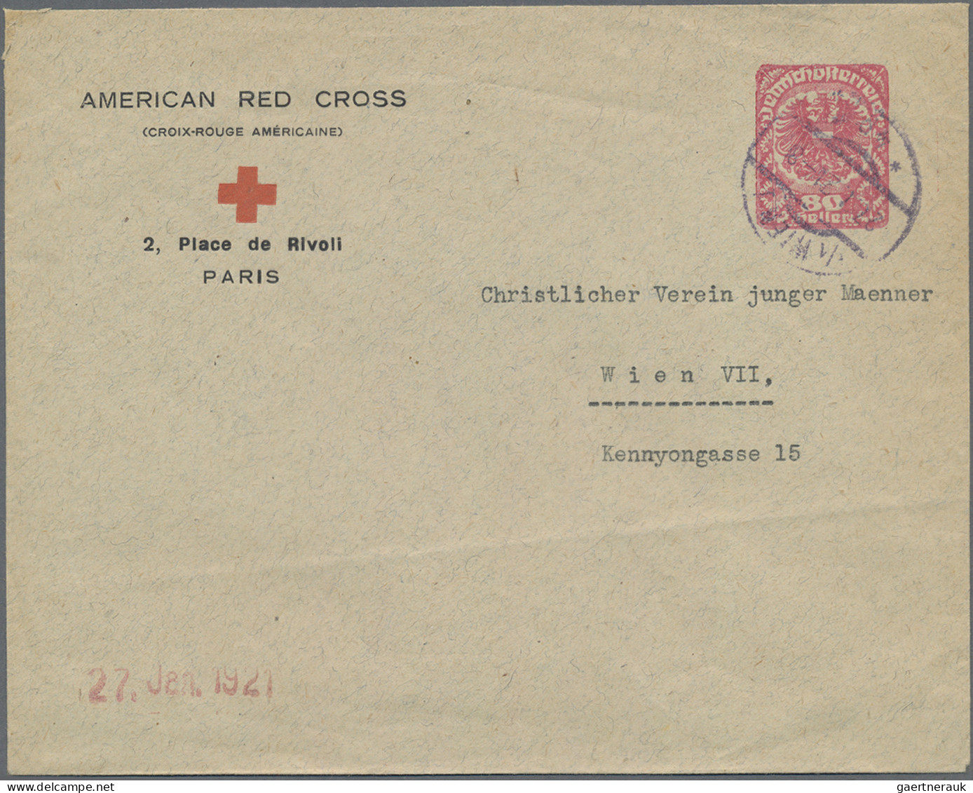 Thematics: Red Cross: 1921, "AMERICAN RED CROSS" (CROIX-ROUGE AMERICAINE) 2, Pla - Croix-Rouge