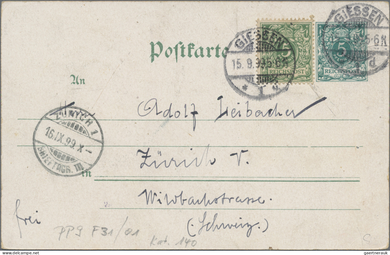 Thematics: animals-dogs: 1896, vier GSK mit Farblithos: Württemberg 5 Pf. "Ausst