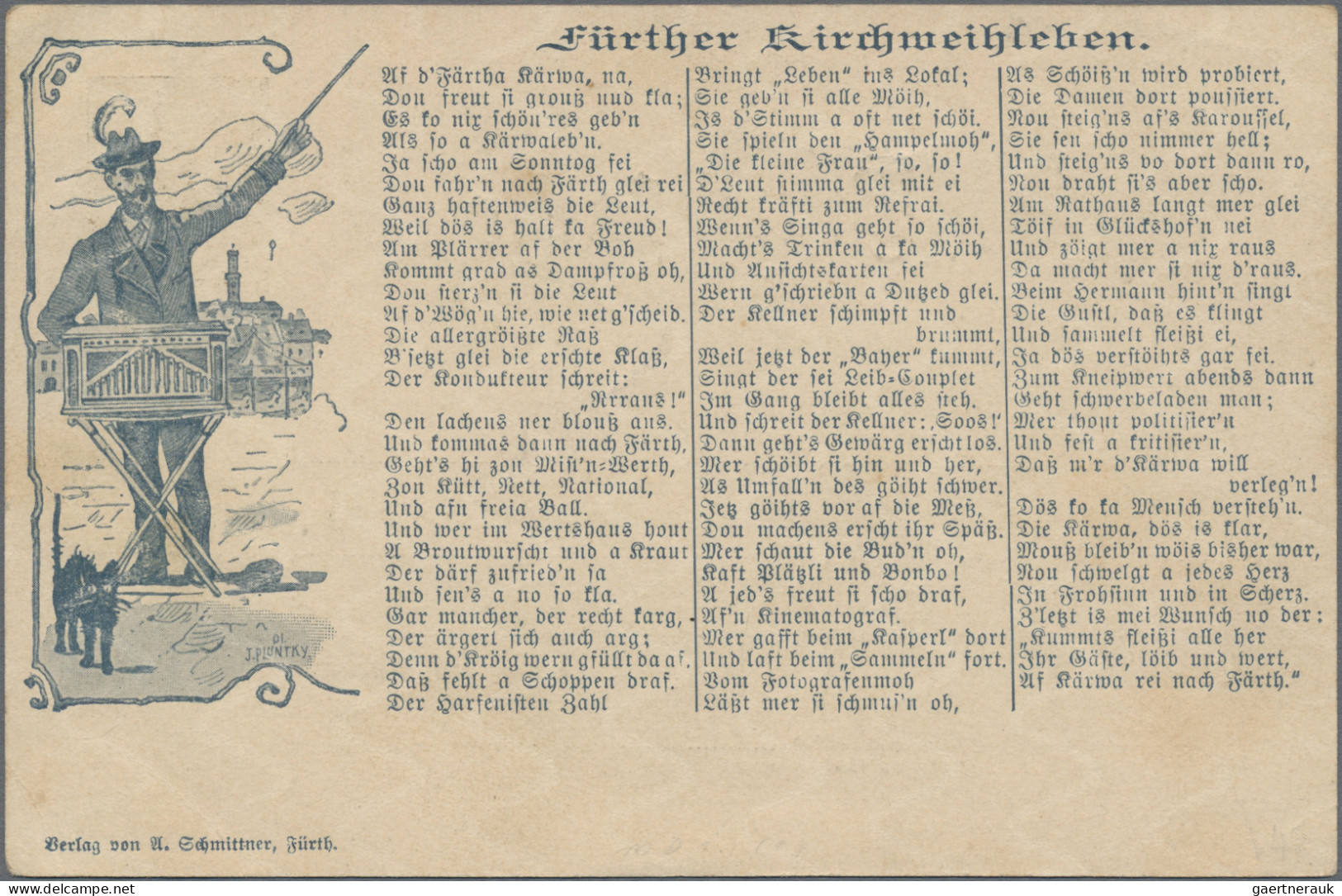 Thematics: Animals-cats: 1895/96, 3 GSK: "Fürther Kirchweihleben", Lied U. Zudru - Hauskatzen
