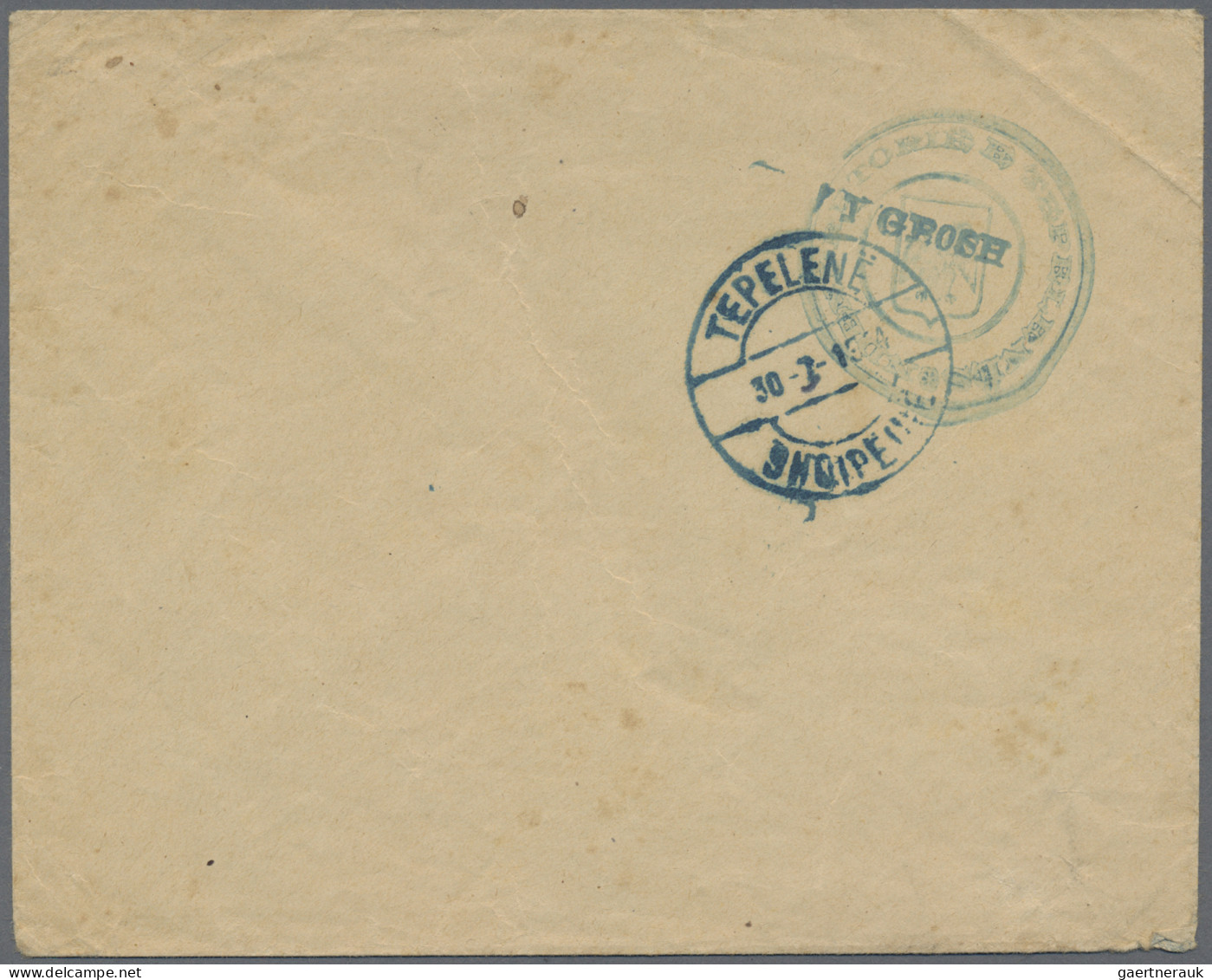 Albania: TEPELENA Military Post, 1914, 1 Gr Blue Provisional Postal Stationery E - Albanie