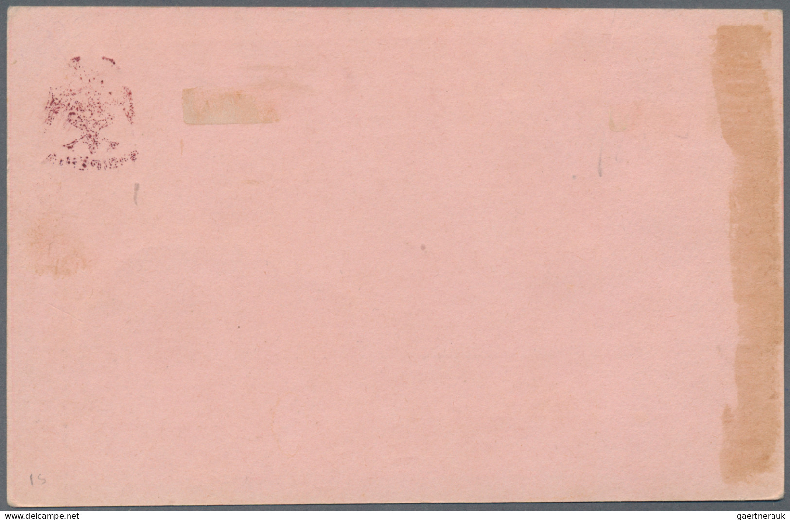 Albania - Postal Stationery: 1913, Unused 20 Para Stationery Card With Brownred - Albanie