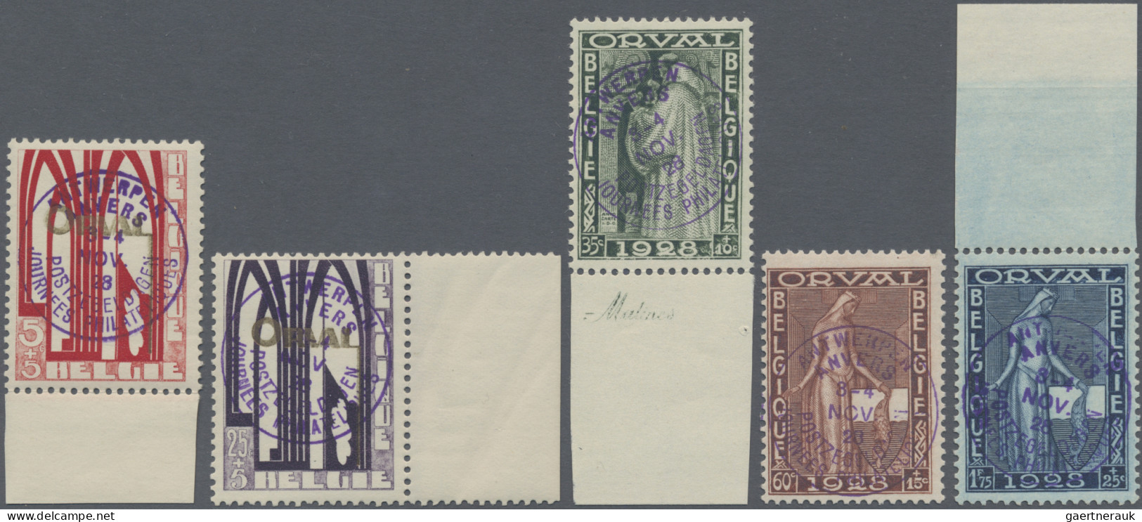 Belgium: 1928, "Stampdays Antwerp", Orval Set Hand Overprinted For The Antwerp S - Ungebraucht