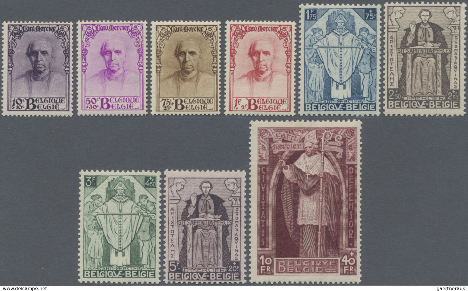 Belgium: 1932, Cardinal Mercier, Complete Set Of 9 Values, Mint Original Gum, Ce - Ongebruikt