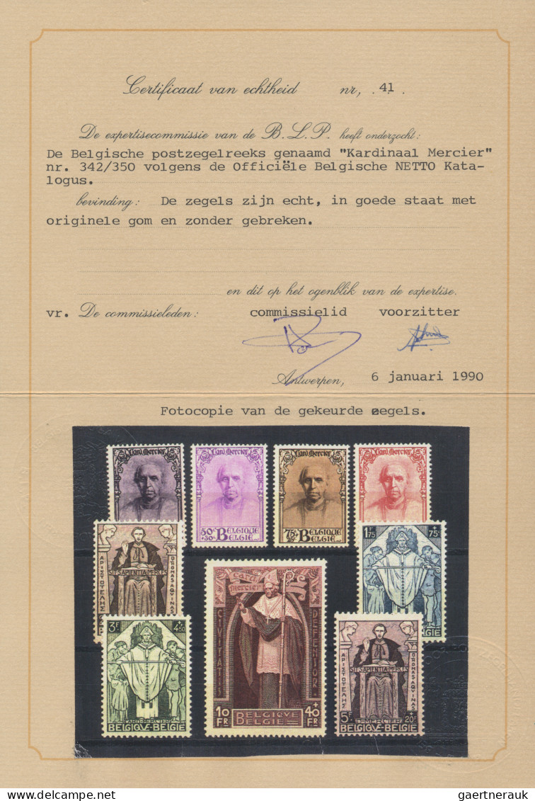 Belgium: 1932, Cardinal Mercier, Complete Set Of 9 Values, Mint Original Gum, Ce - Nuovi