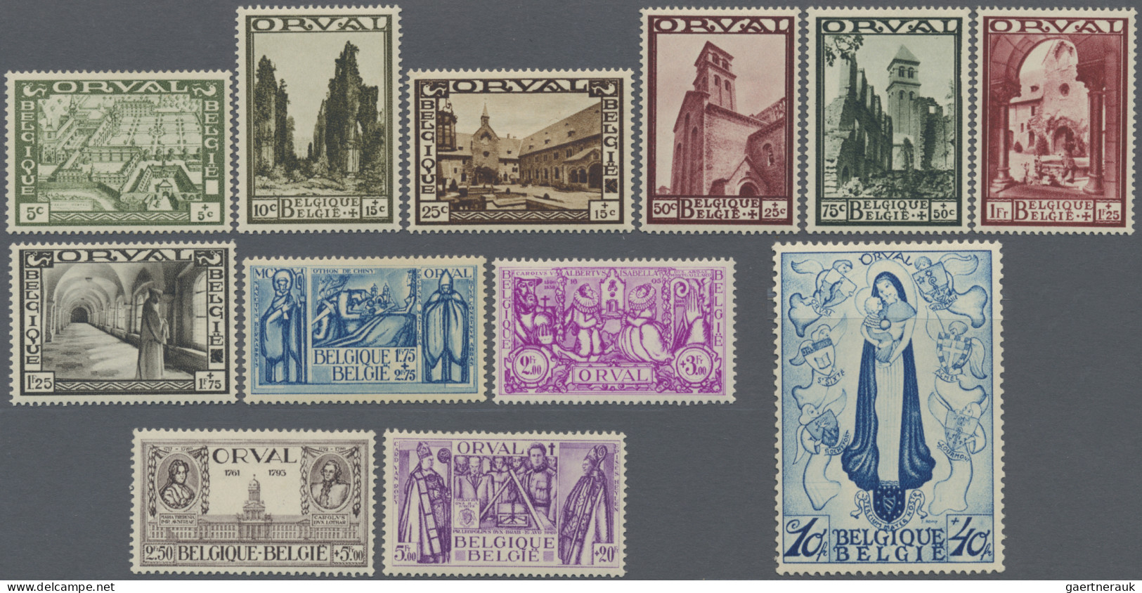 Belgium: 1933, Orval Semipostals, Complete Set Of 12 Values, Mnh. Certificate So - Ungebraucht