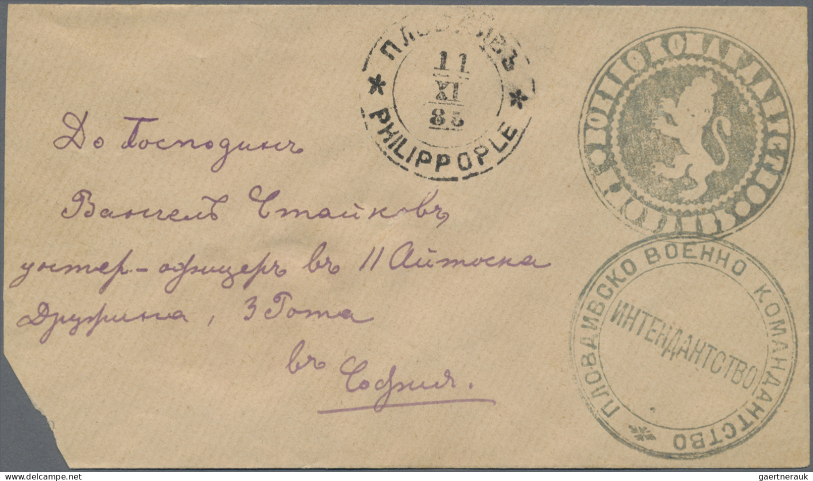 Bulgaria: 1885, Field Post Serbian-Bulgarian War, Cover Bearing Two Military Cac - Lettres & Documents