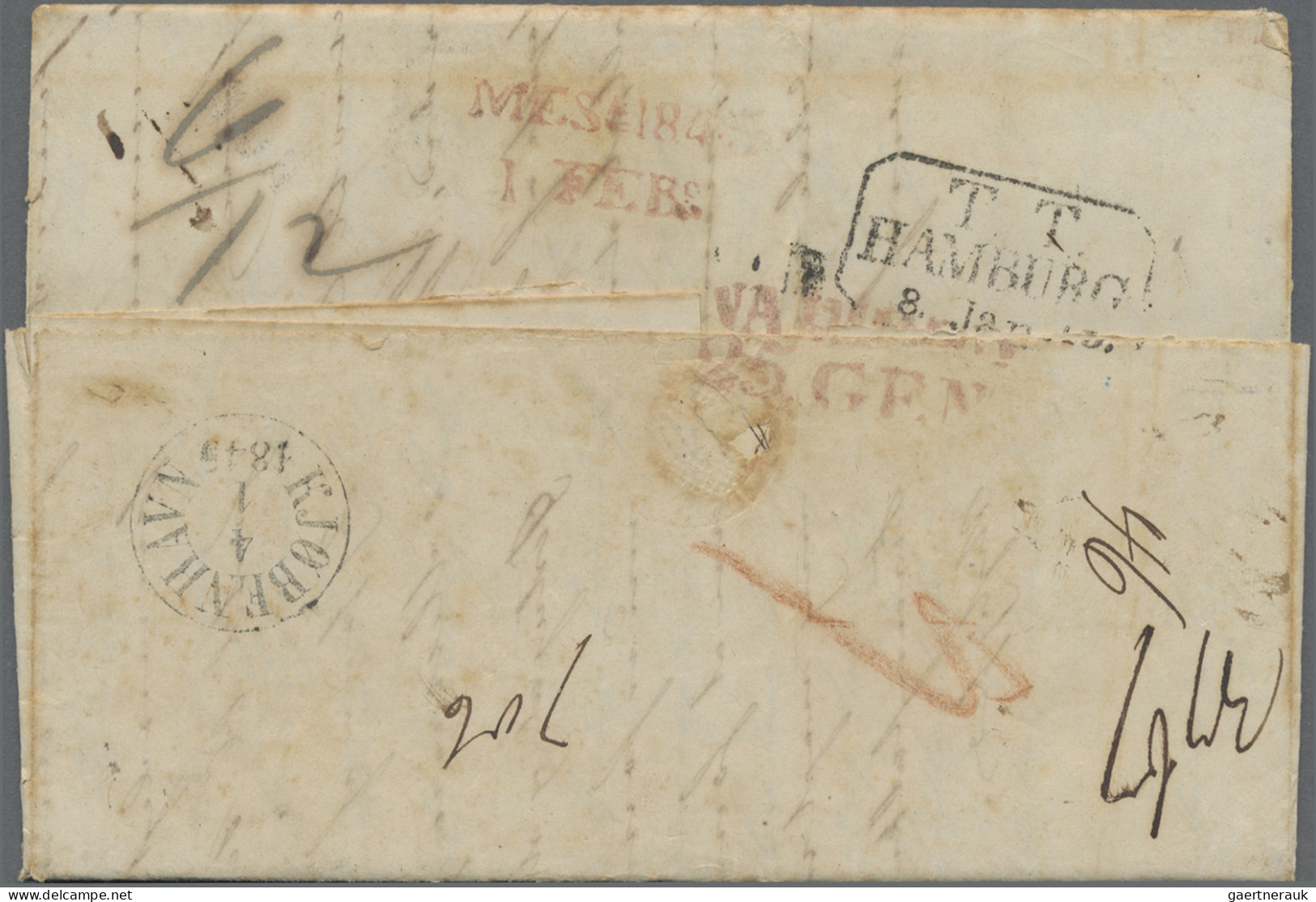 Denmark -  Pre Adhesives  / Stampless Covers: 1845: Charge-Letter From Copenhage - ...-1851 Prefilatelia