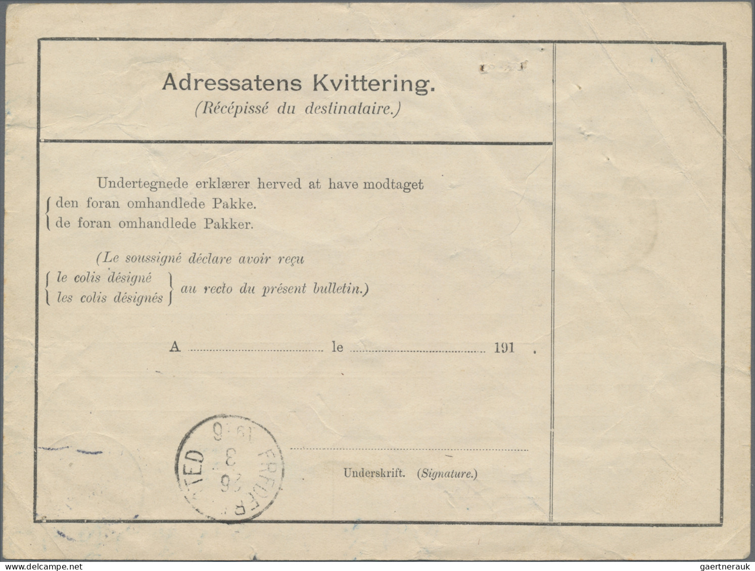 Denmark: 1915 Parcel Card For A Packet Of 7.40 Kg From Copenhagen To St. Croix, - Covers & Documents