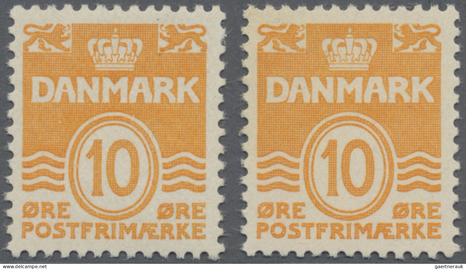 Denmark: 1933, 10 øre Orange In Den Typen I (die Beiden Rasterpunkte In Der Tatz - Ungebraucht