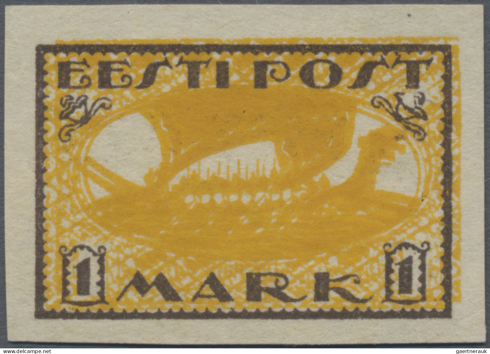 Estonia: 1919, 1 Mark Viking Ship Proof In Later For 5 Mark Used Colours. Expert - Estonia