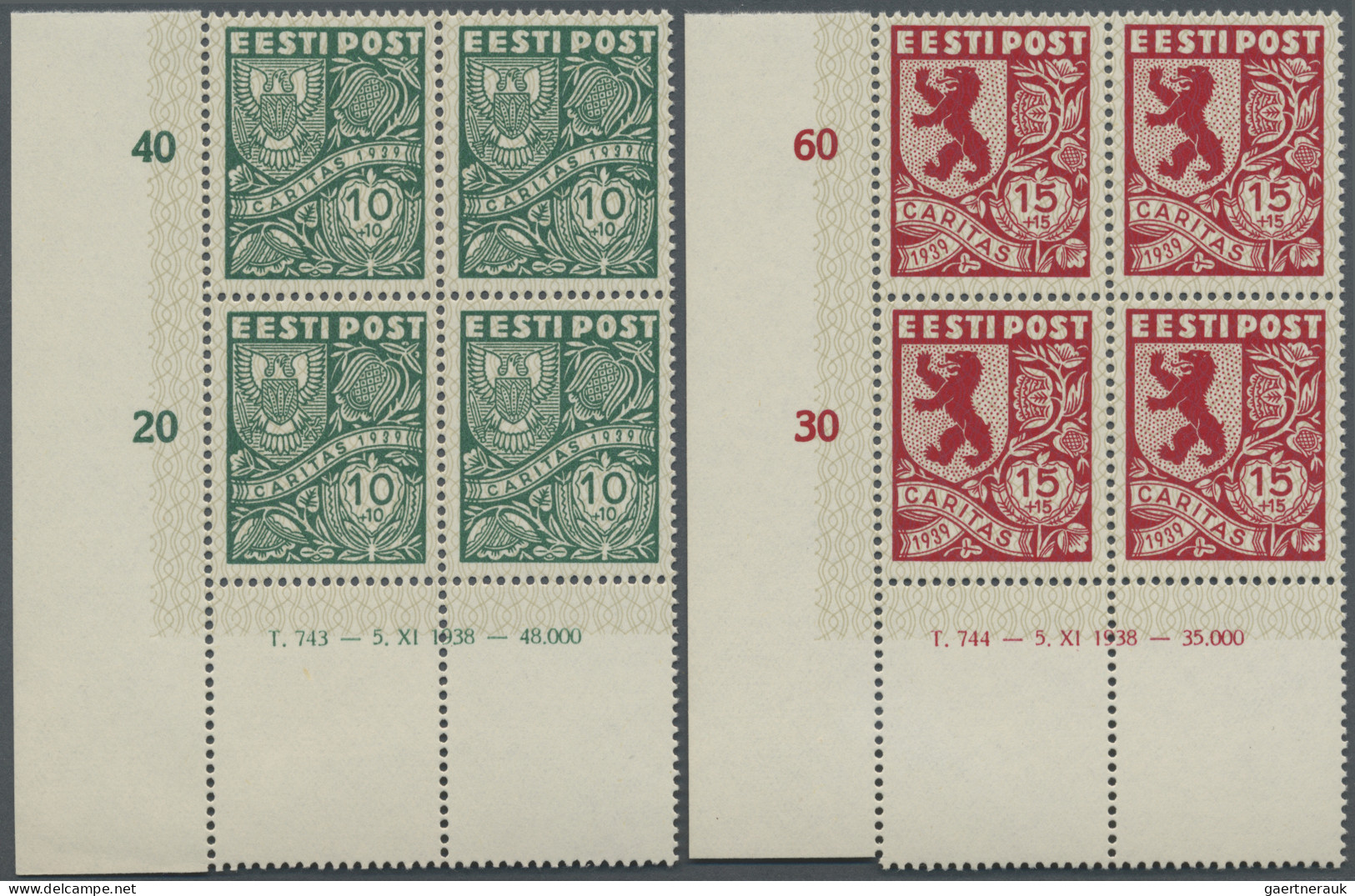 Estonia: 1939, Wappen Der Kreise (I), Kpl. Satz (4 Werte) In Postfrischen ER-4er - Estonia