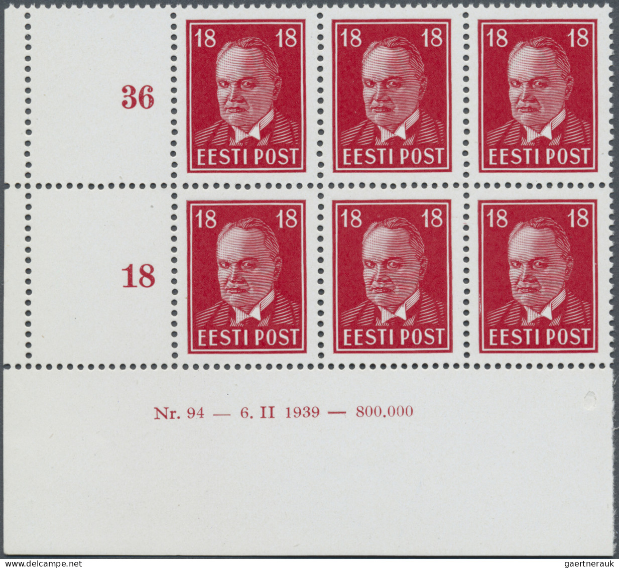 Estonia: 1939, Staatspräsident Päts, Kpl. Ausgabe (2 Werte) In Postfrischen Luxu - Estland