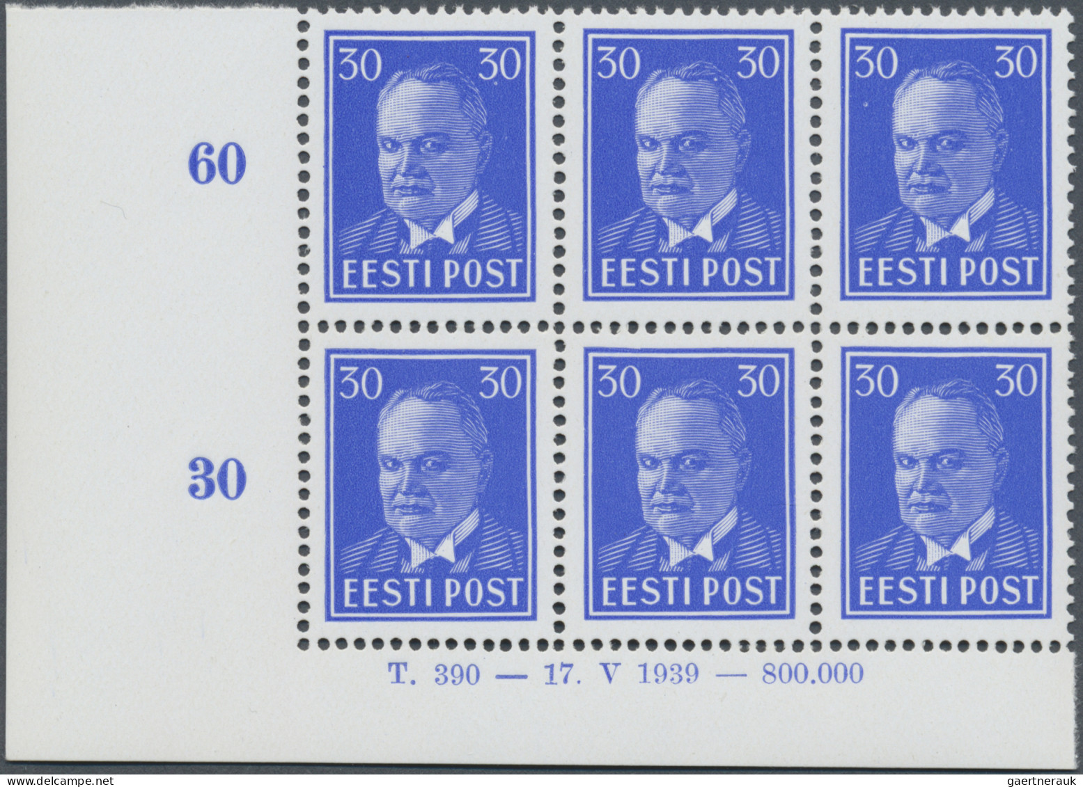 Estonia: 1939, Staatspräsident Päts, Kpl. Ausgabe (2 Werte) In Postfrischen Luxu - Estonie