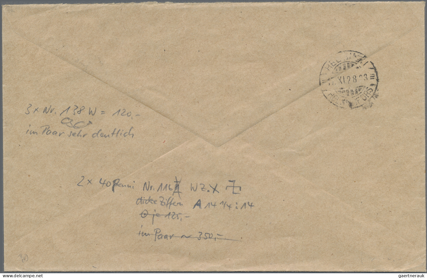Finland: 1928 Two Registered Covers With Good Frankings Used Helsinki Locally, O - Covers & Documents