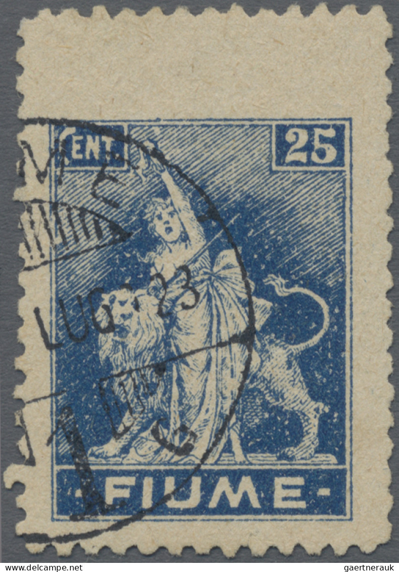 Fiume: 1919, 25 C Blue, Perforation 10 ½ (instead Of 11½), Upper Perforation Str - Fiume