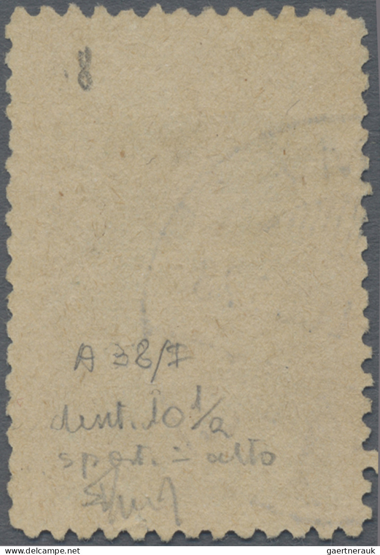 Fiume: 1919, 25 C Blue, Perforation 10 ½ (instead Of 11½), Upper Perforation Str - Fiume