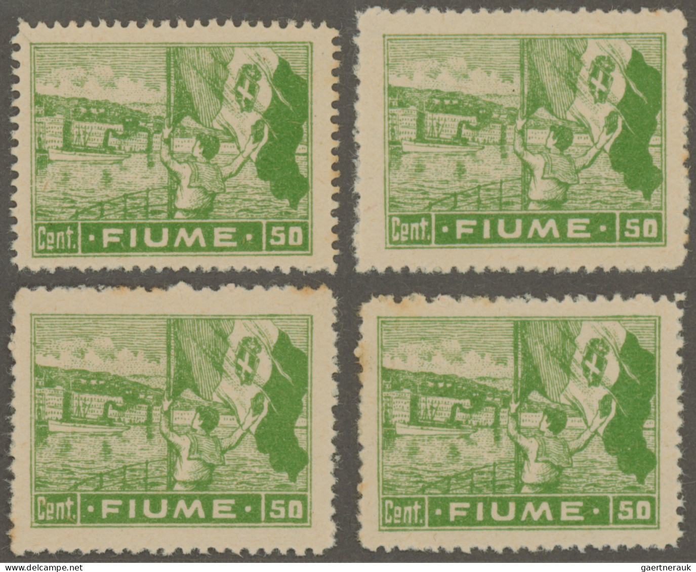 Fiume: 1919, 50 C Yellowish Green, "allegory", Group Of Four Mint Never Hinged V - Fiume