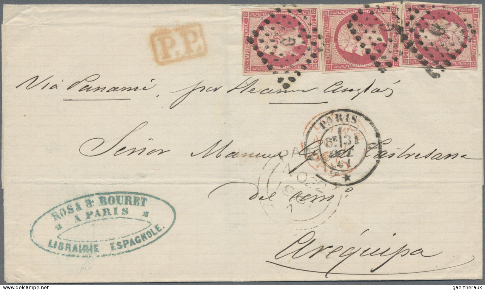 France: 1861, Empire Nd 80c. Rose, Three Copies Of Fresh Colour And Good Margins - Covers & Documents