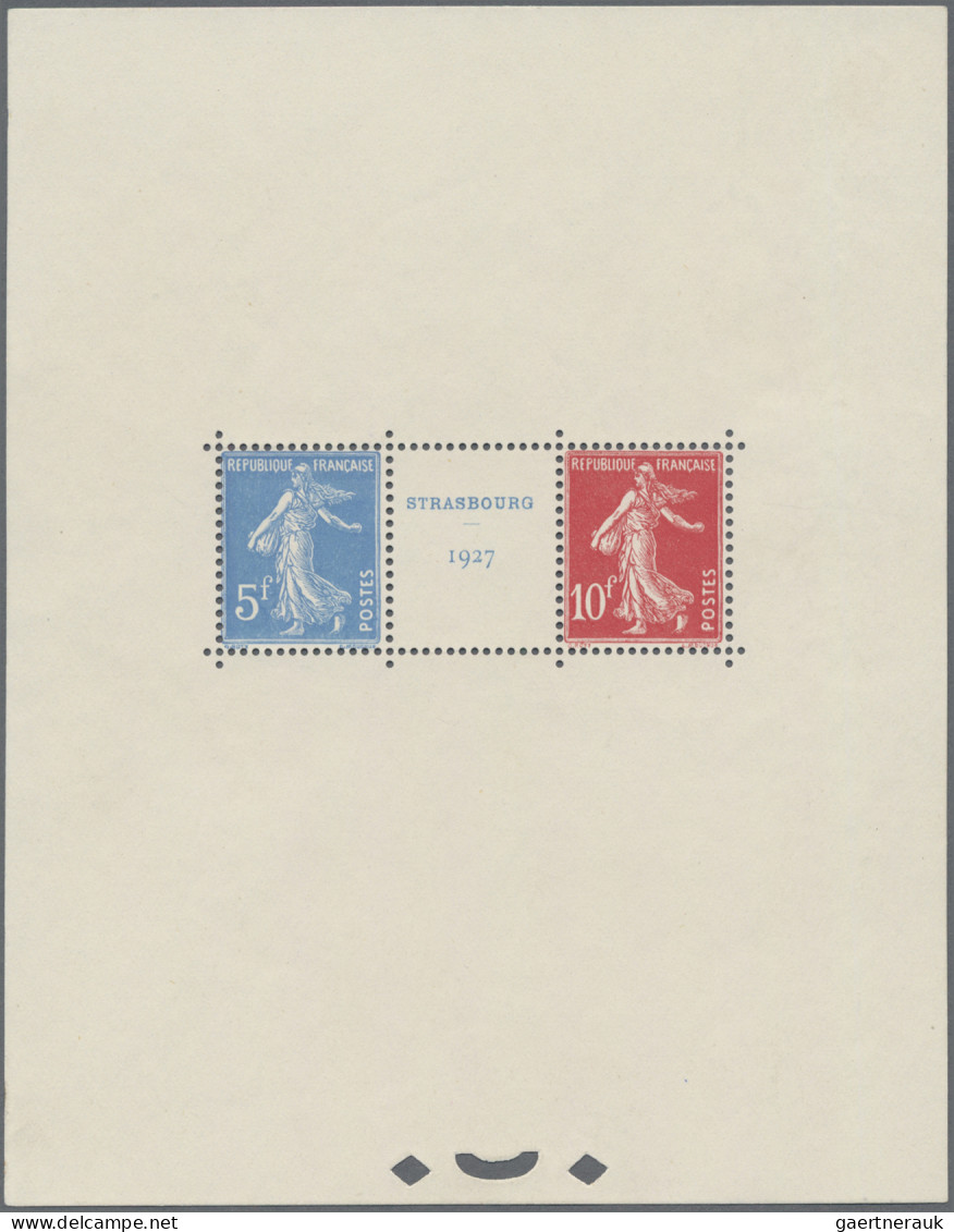 France: 1927, Souvenir Sheet Issue Stamp Exhibition Strasbourg, Mint Without Gum - Neufs