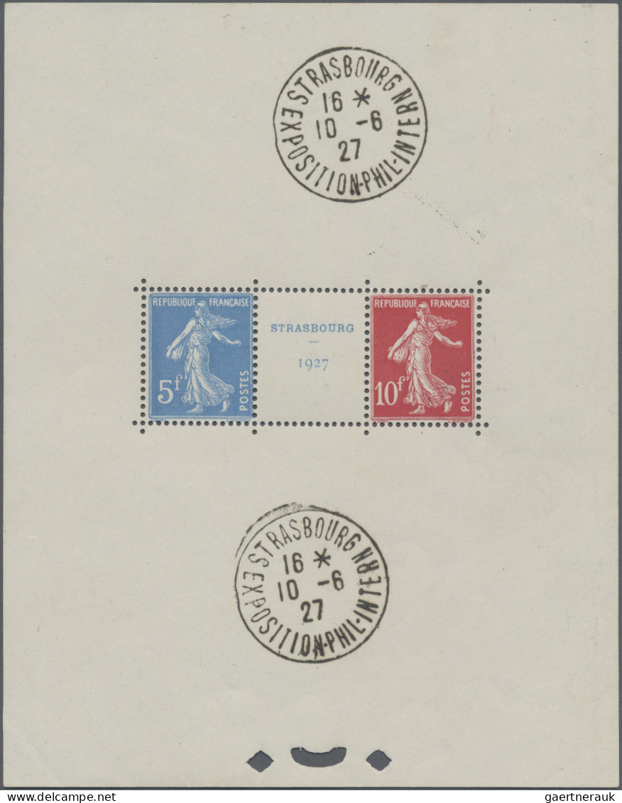 France: 1927 Strasbourg Expos. Souvenir Sheet With Two Strikes Of The Exposition - Used Stamps