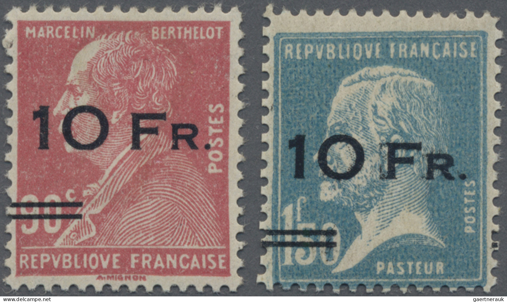 France: 1928, Airmail "Ile De France" 10fr. On 90c. Lilac-rose And 10fr. On 1.50 - Ungebraucht