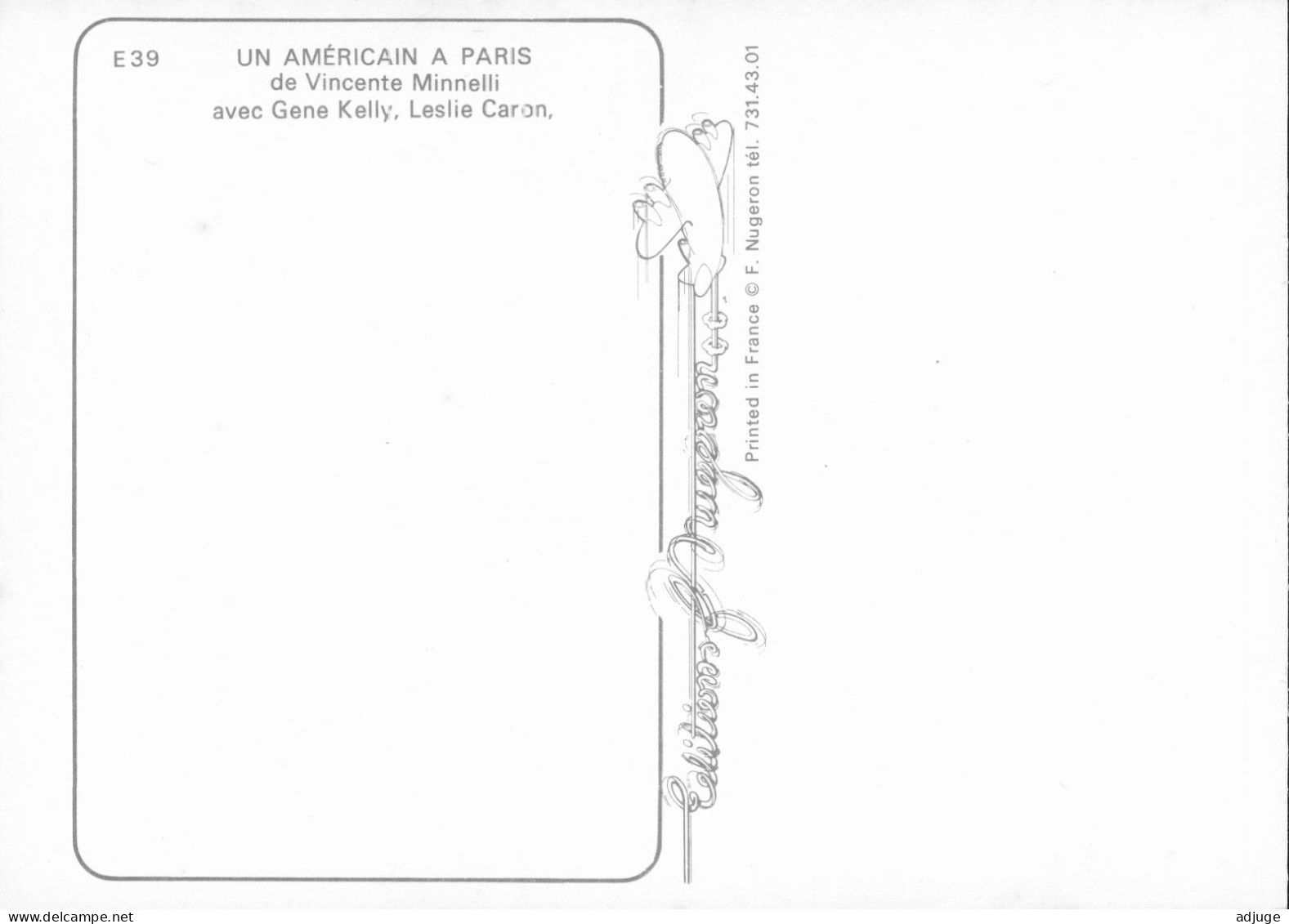 CPM* Fim " Un Américain à Paris" Gene Kelly, Leslie Caron, Musique De Georges Gershwin Vincente Minelli  Affiche Vintage - Affiches Sur Carte
