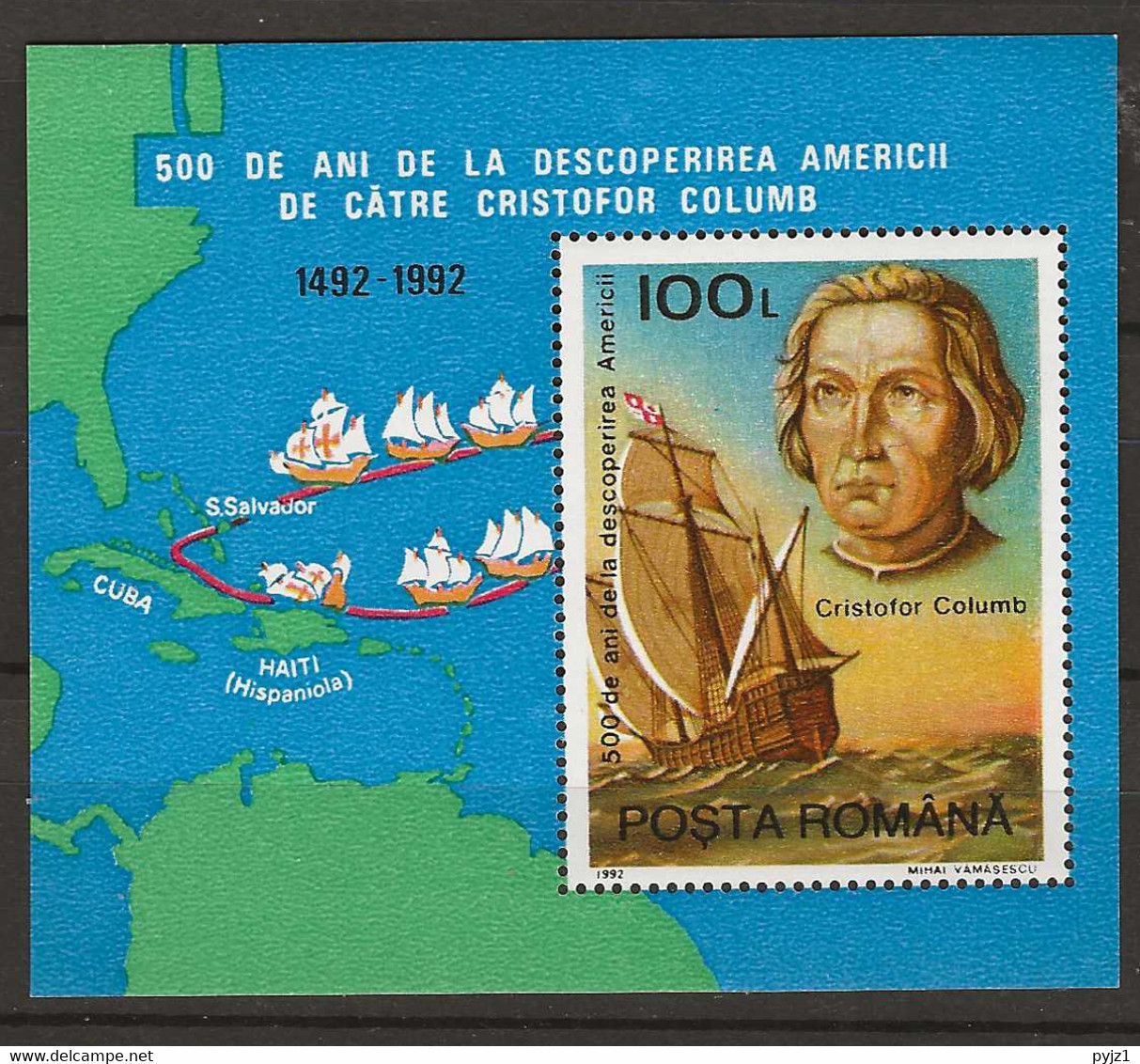 1992 MNH Romania Mi Block 277 Postfris** - Unused Stamps