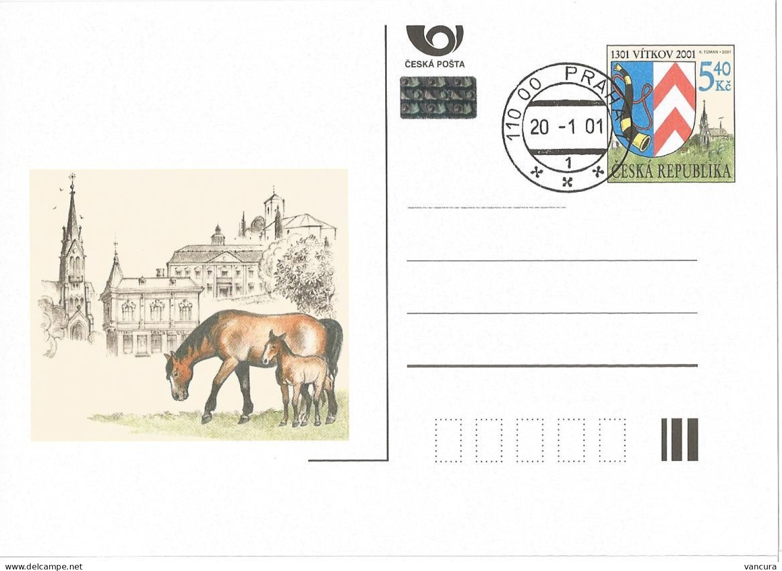CDV 62 Czech Republic  Vitkov Wigstadtl, 700th Anniversary 2001 Horse - Cartes Postales