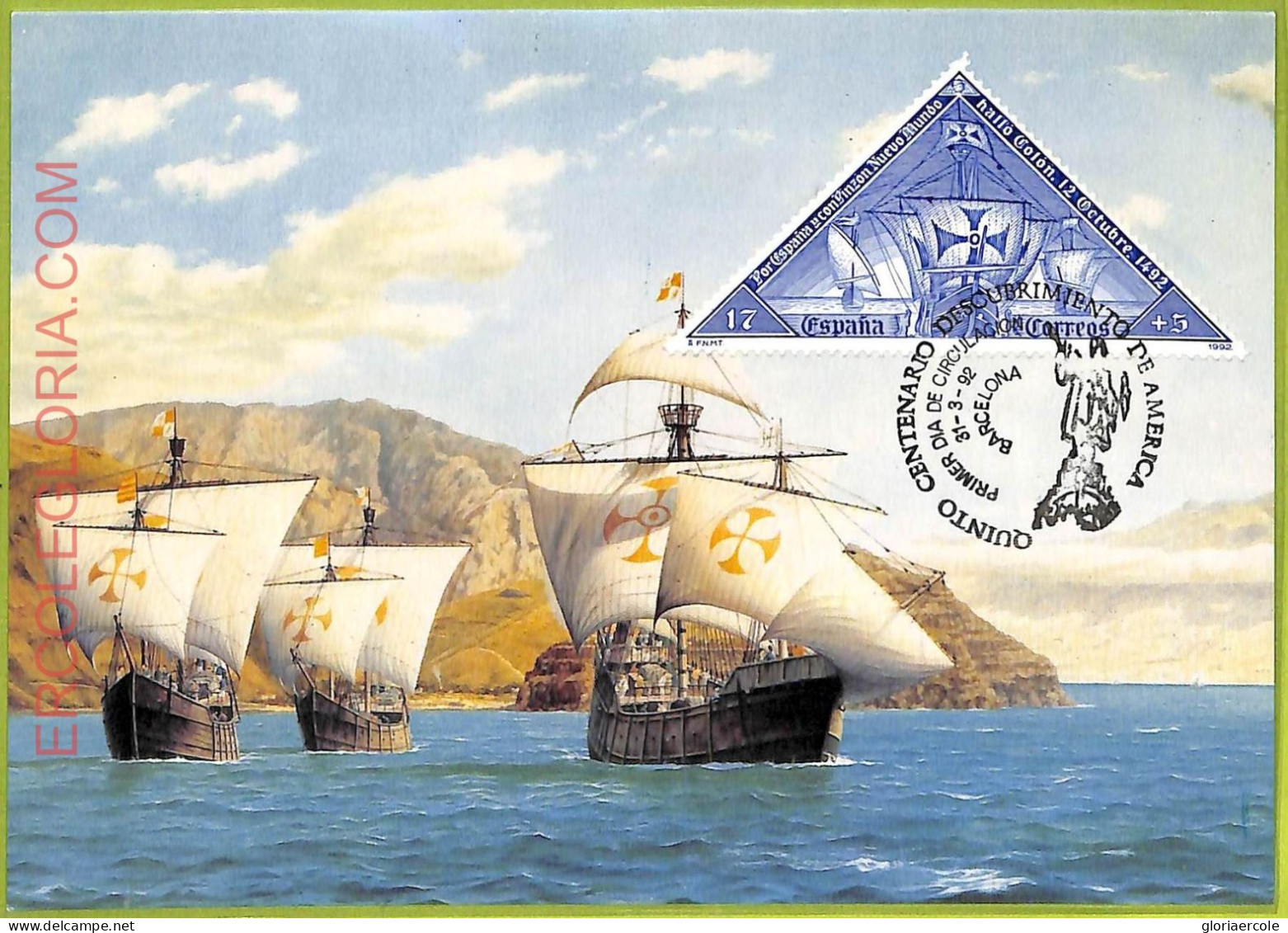 Ad3292 - SPAIN - Postal History - MAXIMUM CARD - 1992 - SHIP - Ships