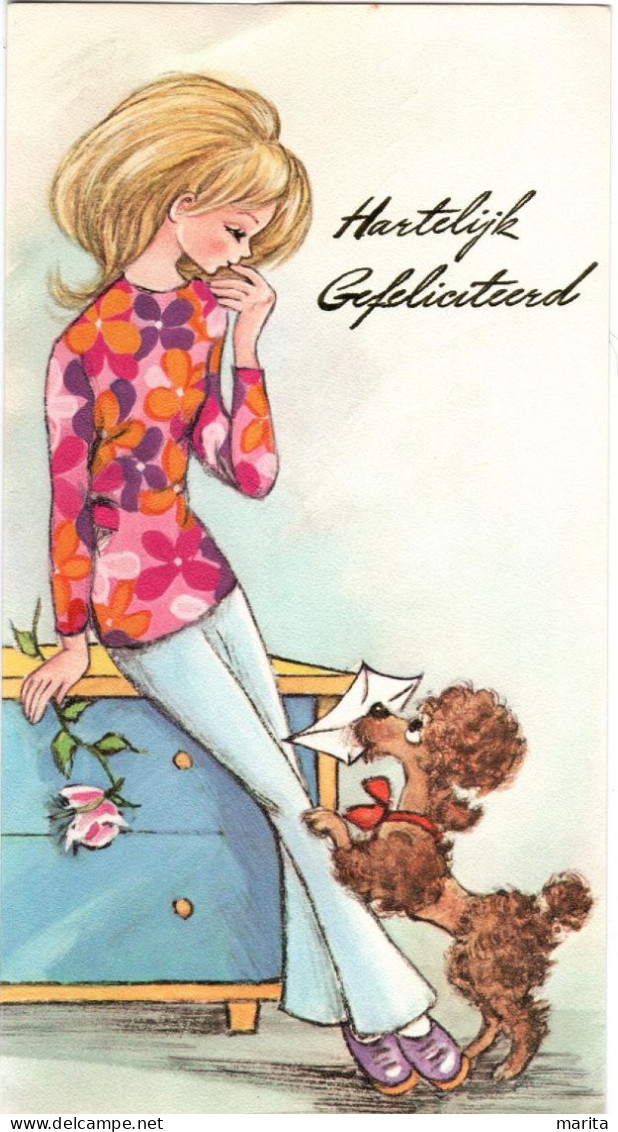 Fillette Chien- Girl Dog -mâdchen Hunde- Meisje Met Hond Telefoneren - Zeitgenössisch (ab 1950)