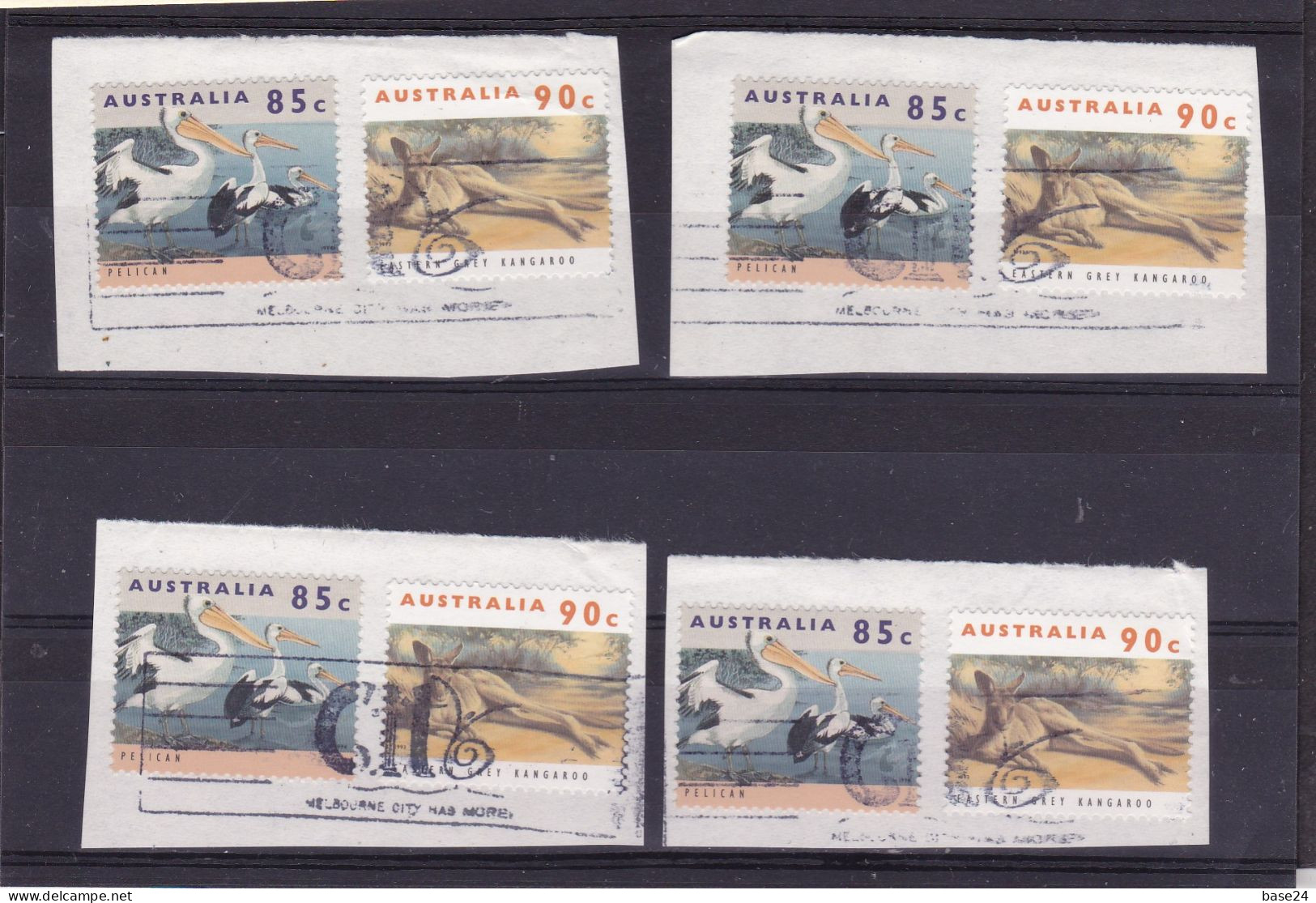1994 Australia  AUSTRALIAN WILDLIFE 8 Francobolli Su 4 Frammenti Usata Canguro, Pellicano - Kangaroo, Pelican USED - Autres & Non Classés
