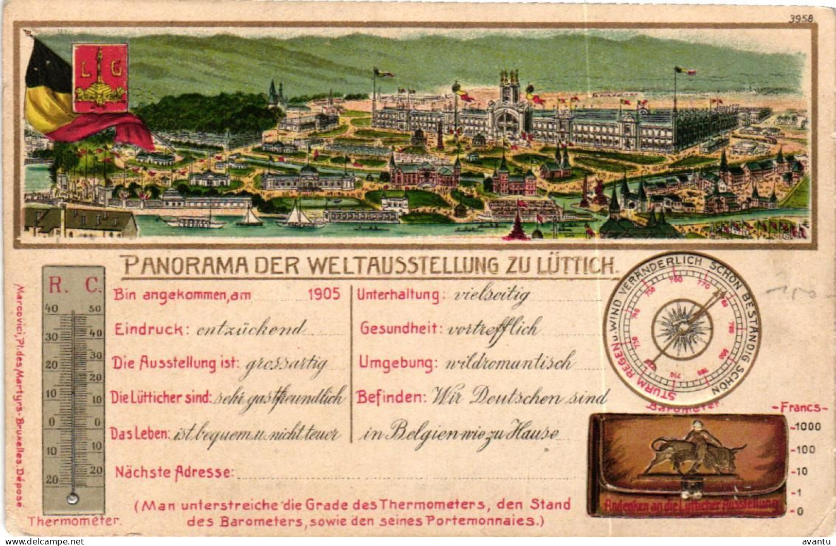 LIEGE / PANORAMA EXPO 1905  / CARTE LITHO - Lüttich