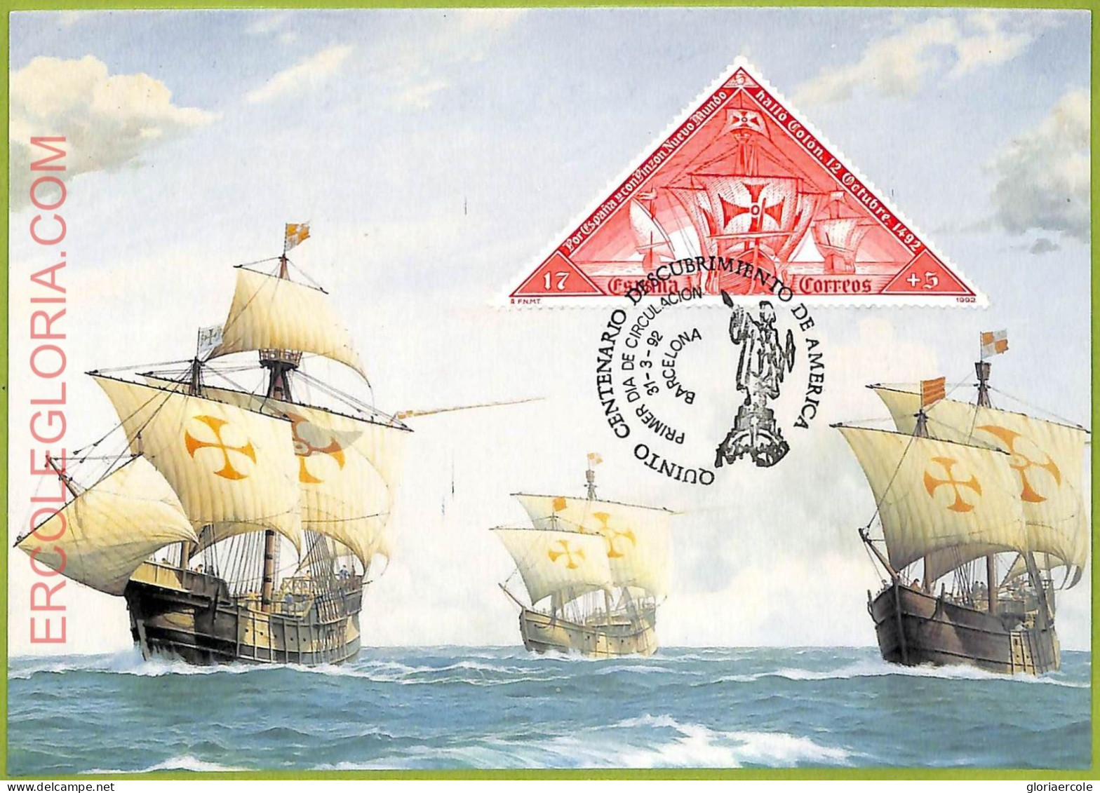 Ad3294 - SPAIN - Postal History - MAXIMUM CARD - FDC - 1992 - BARCELONA - SHIPS - Ships