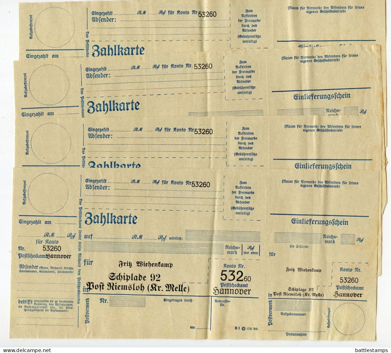 Germany 1931 Postscheckamt (Postal Check Office) Cover; Hannover To Schiplage; 18 Zahlkartes (Payment Cards) - Briefe U. Dokumente
