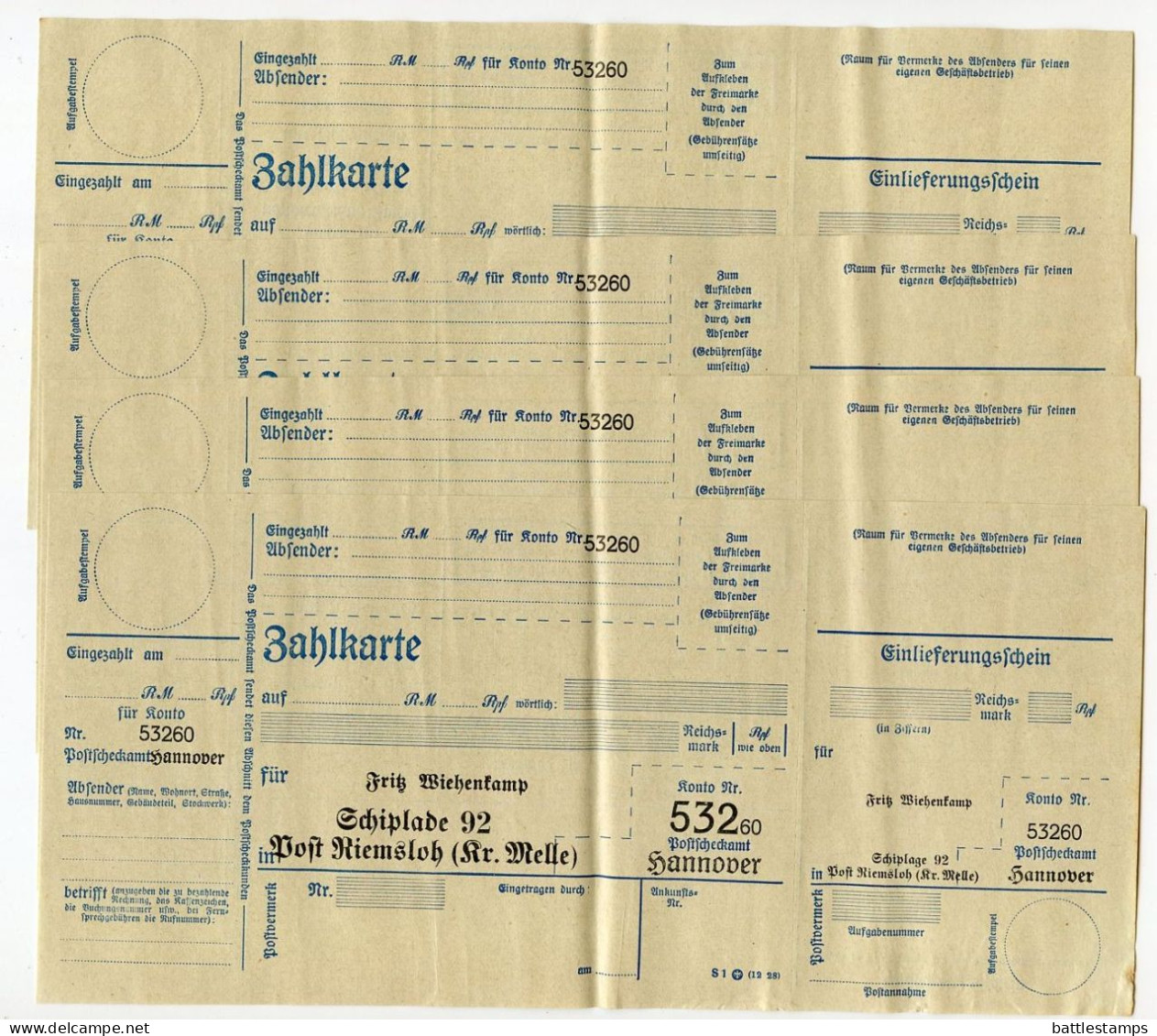 Germany 1931 Postscheckamt (Postal Check Office) Cover; Hannover To Schiplage; 18 Zahlkartes (Payment Cards) - Cartas & Documentos