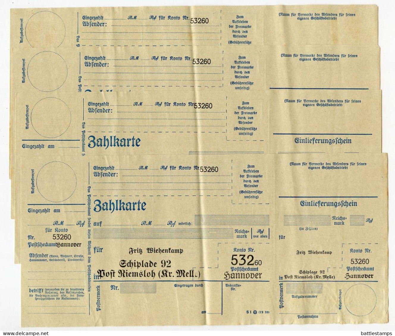 Germany 1931 Postscheckamt (Postal Check Office) Cover; Hannover to Schiplage; 18 Zahlkartes (Payment Cards)