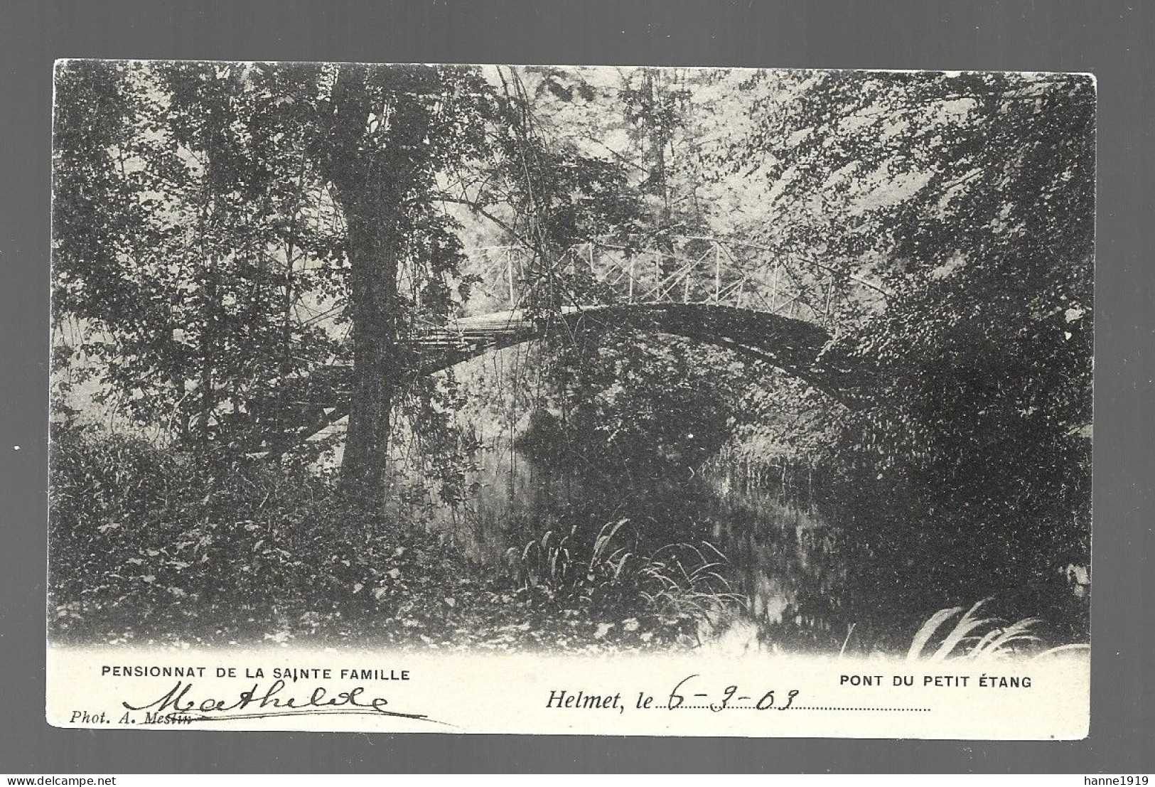 Brussel Schaarbeek Helmet Pensionnat De La Sainte Famille Pont Du Petit Etang Cachet 1904 Bruxelles Nord Htje - Schaarbeek - Schaerbeek