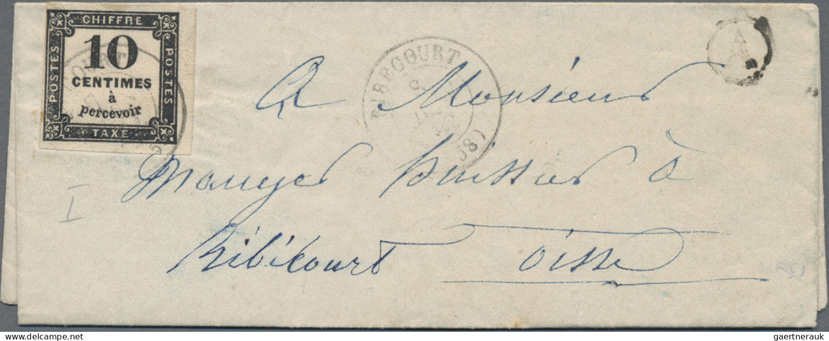 France - Postage Dues: 1859, 10c. Black, Close To Wide Margins On Unfranked Lett - 1859-1959 Covers & Documents