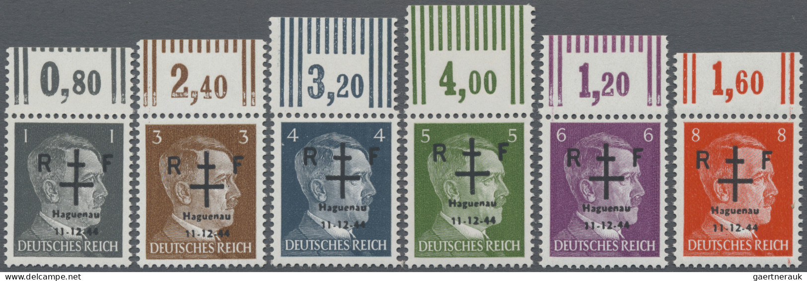 France - Locals: HAGENAU: 1944, "R F / Haguenau / 11-12-44", Overprints On 1pfg. - Other & Unclassified