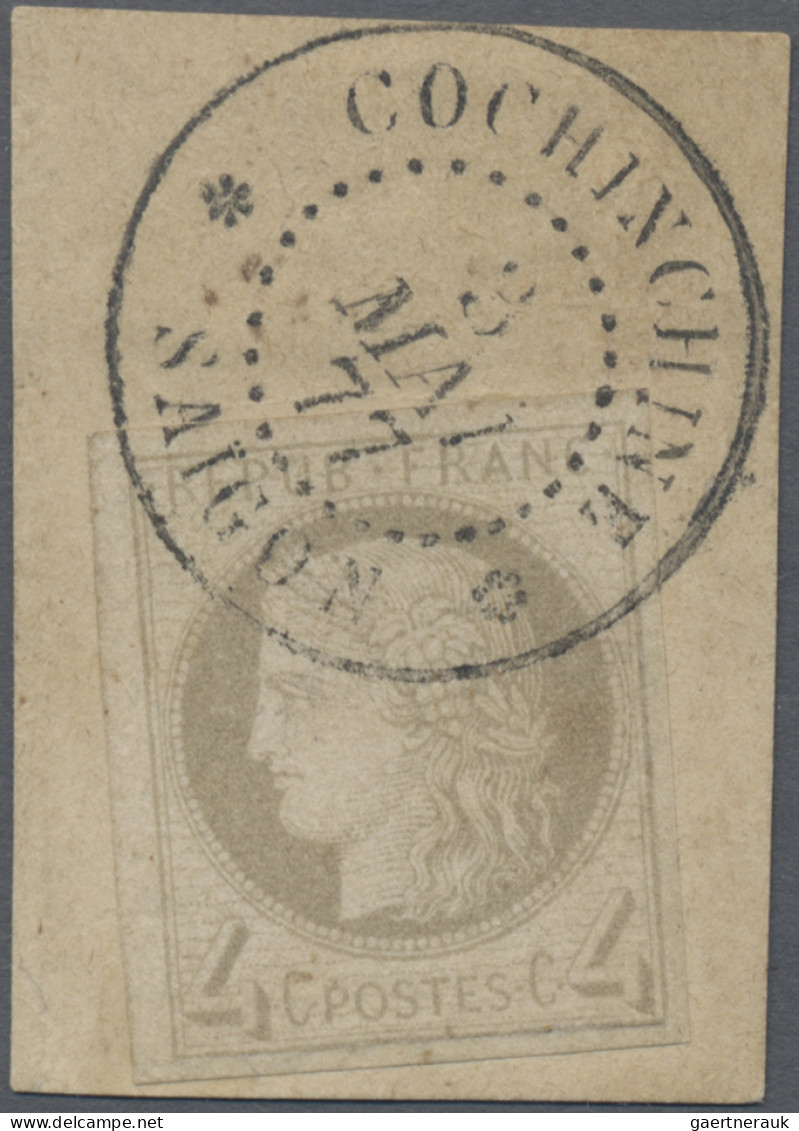 French Colonies: 1872/1877 Ceres 4 C Grey, Imperforate, Large Margins, Tied By D - Sonstige & Ohne Zuordnung