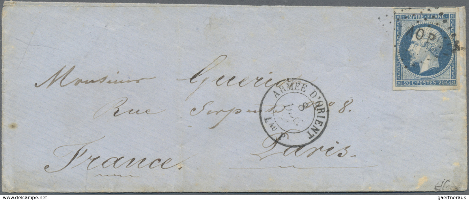 France - Field Post: 1855, Crimean War, Empire Nd 20c. Blue, Slightly Touched To - Timbres De Franchise Militaire