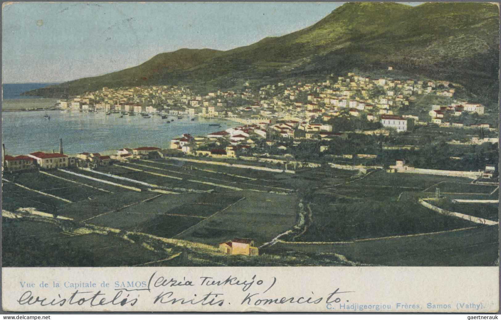 Greece: 1912 Ca.: Two Picture Postcards To Austria With Turkisk Adhesives, With - Brieven En Documenten