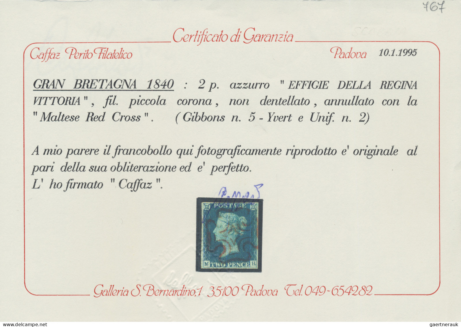 Great Britain: 1840, QV 1 D Black, Complete Margins, And 2 D Blue, Watermark Sma - Oblitérés