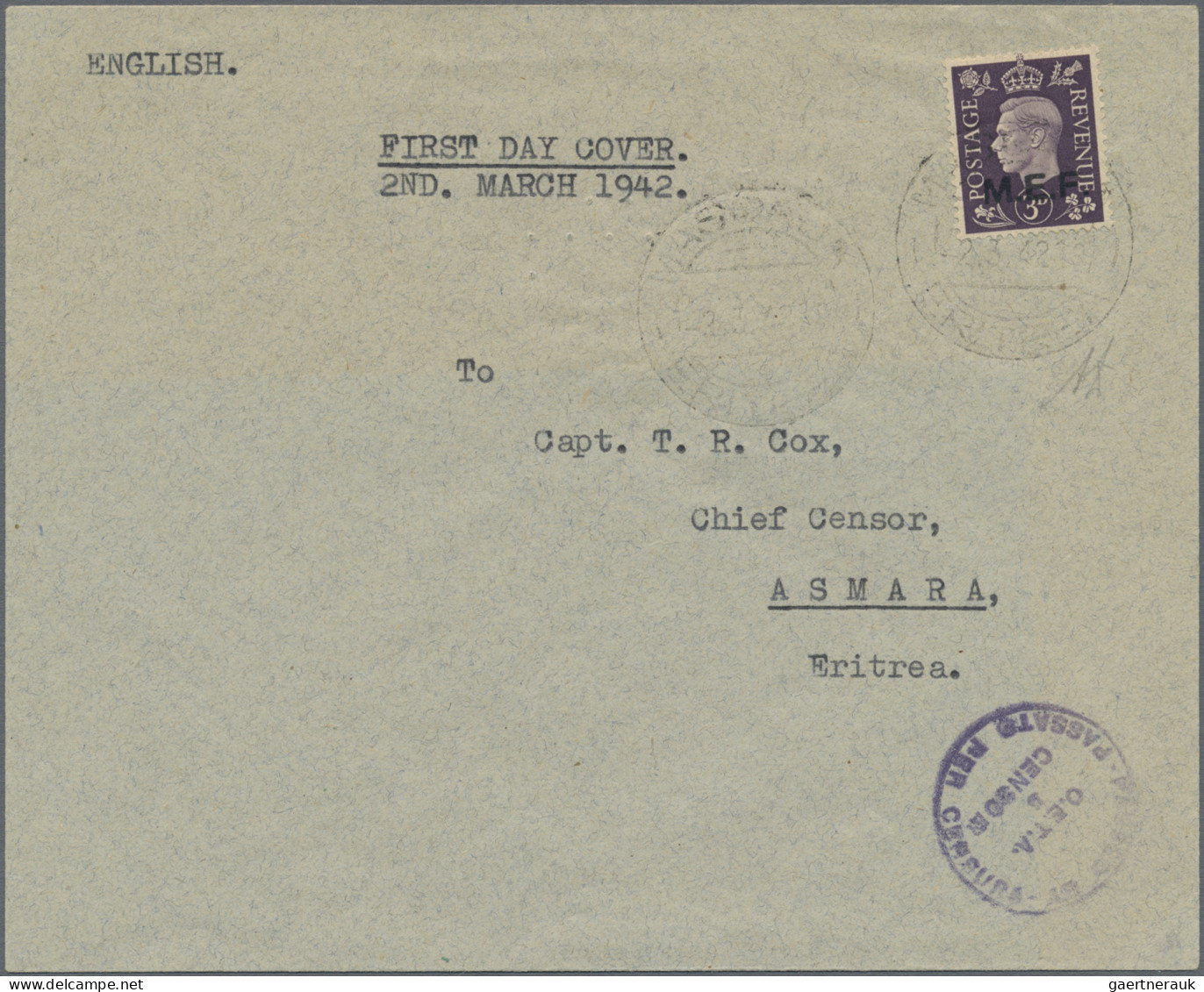 British Military Post  In WWII: 1942, Middle East Forces - NAIROBI OVERPRINT 1 D - Autres